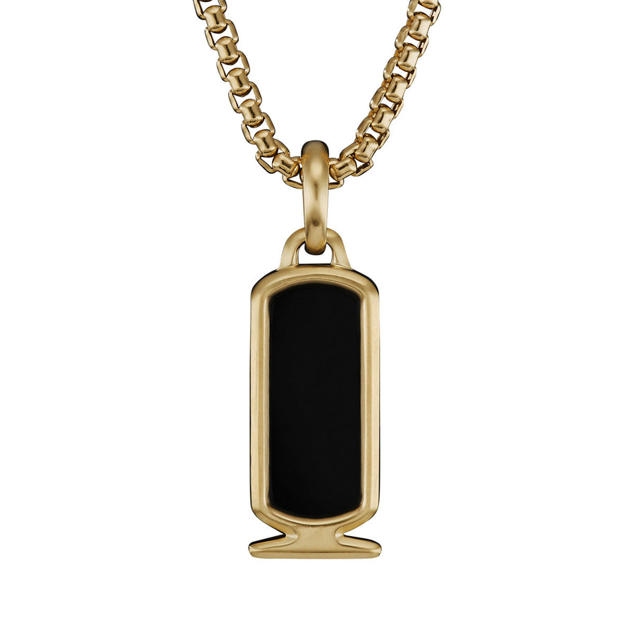 Cairo Cartouche Amulet in 18K Yellow Gold with Black Onyx