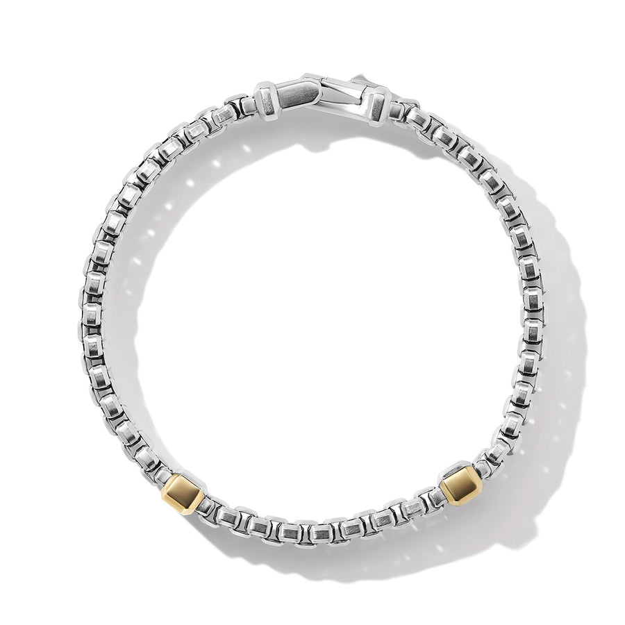 Double Box Chain Bracelet with 18K Yellow Gold