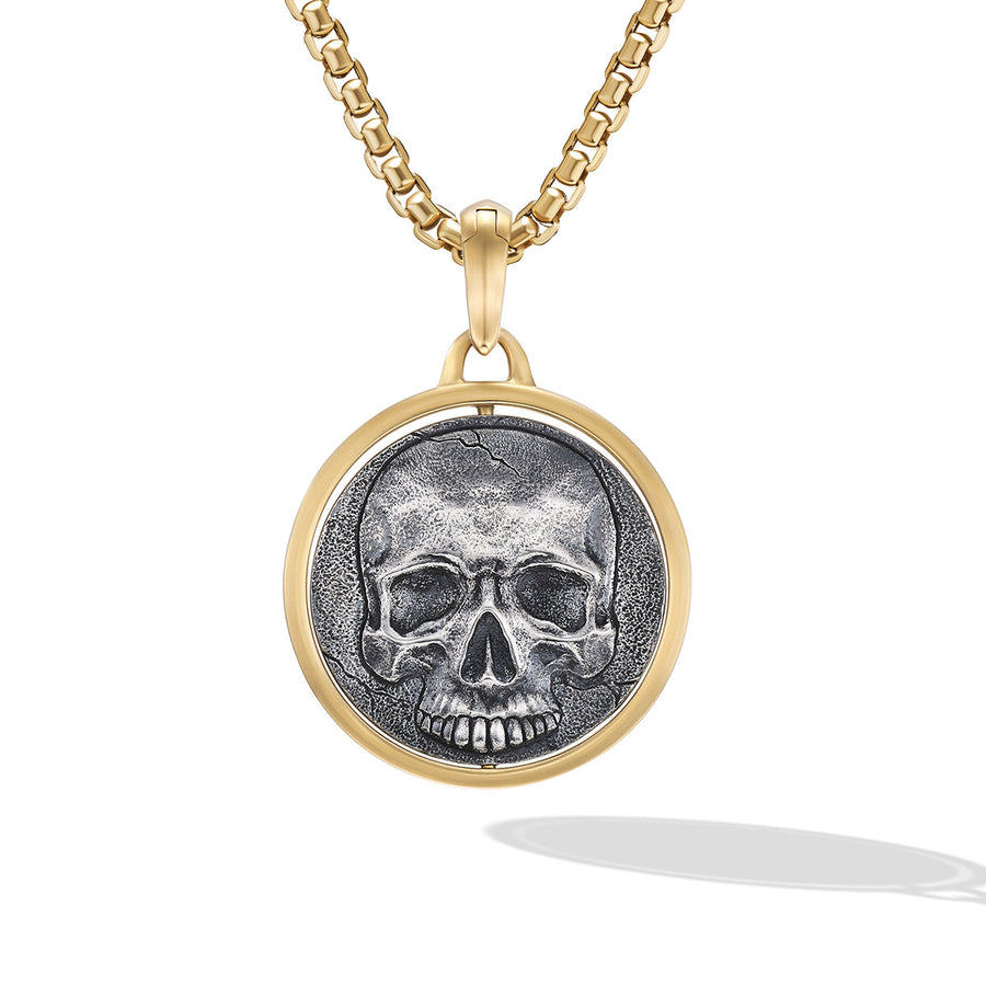 Life and Death Duality Amulet in Sterling Silver with 18K Yellow Gold