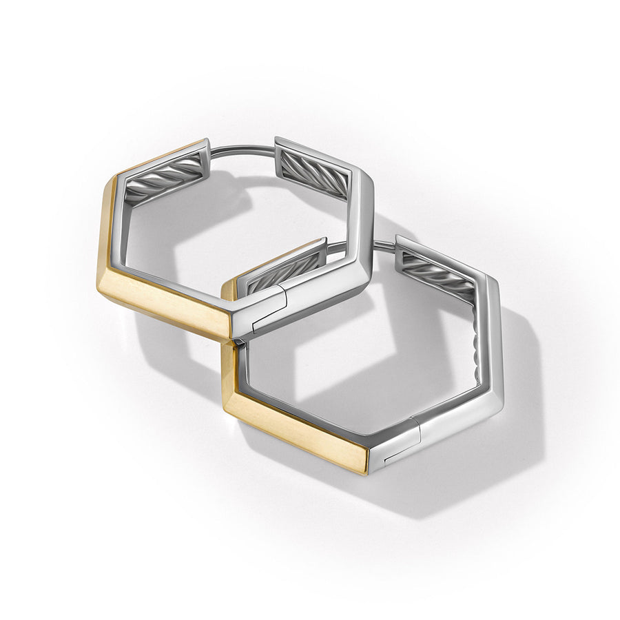 Carlyle Hoop Earrings in Sterling Silver with 18K Yellow Gold