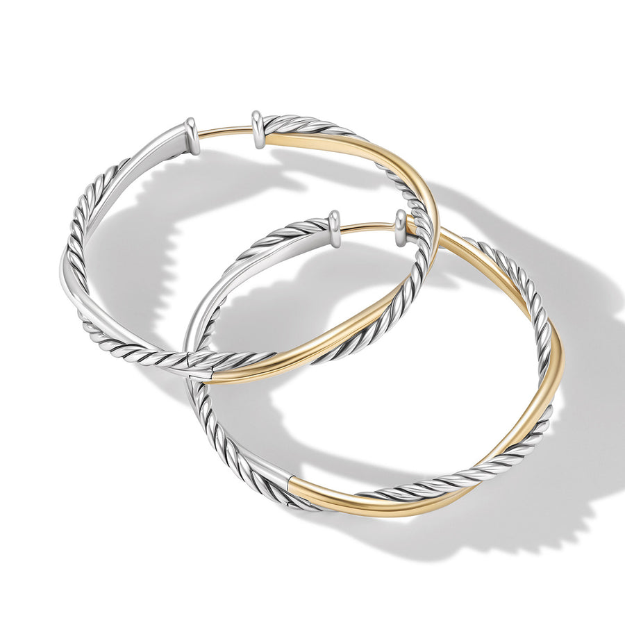 Petite Infinity Hoop Earrings in Sterling Silver with 14K Yellow Gold
