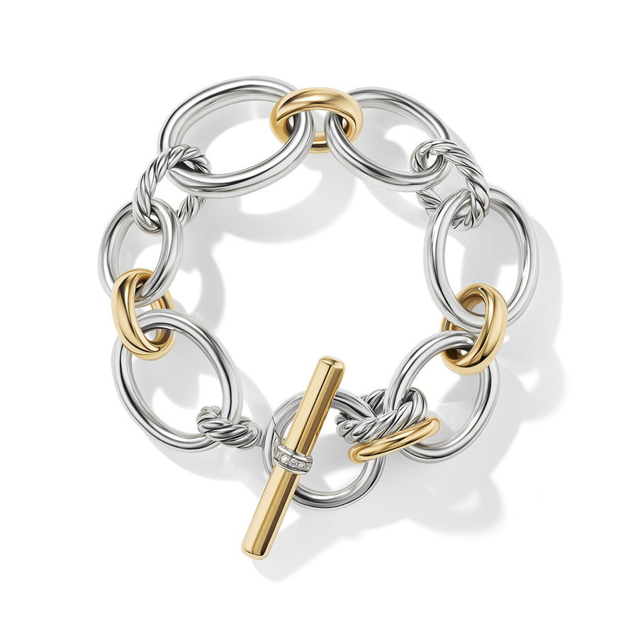 DY Mercer Bracelet in Sterling Silver with 18K Yellow Gold and Pave Diamonds