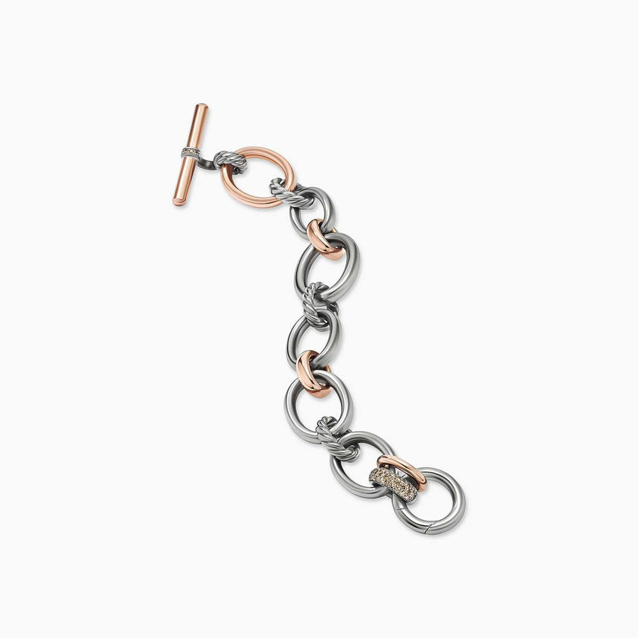 Mercer Melange Bracelet in Sterling Silver with 18K Rose Gold and Pave Cognac Diamonds