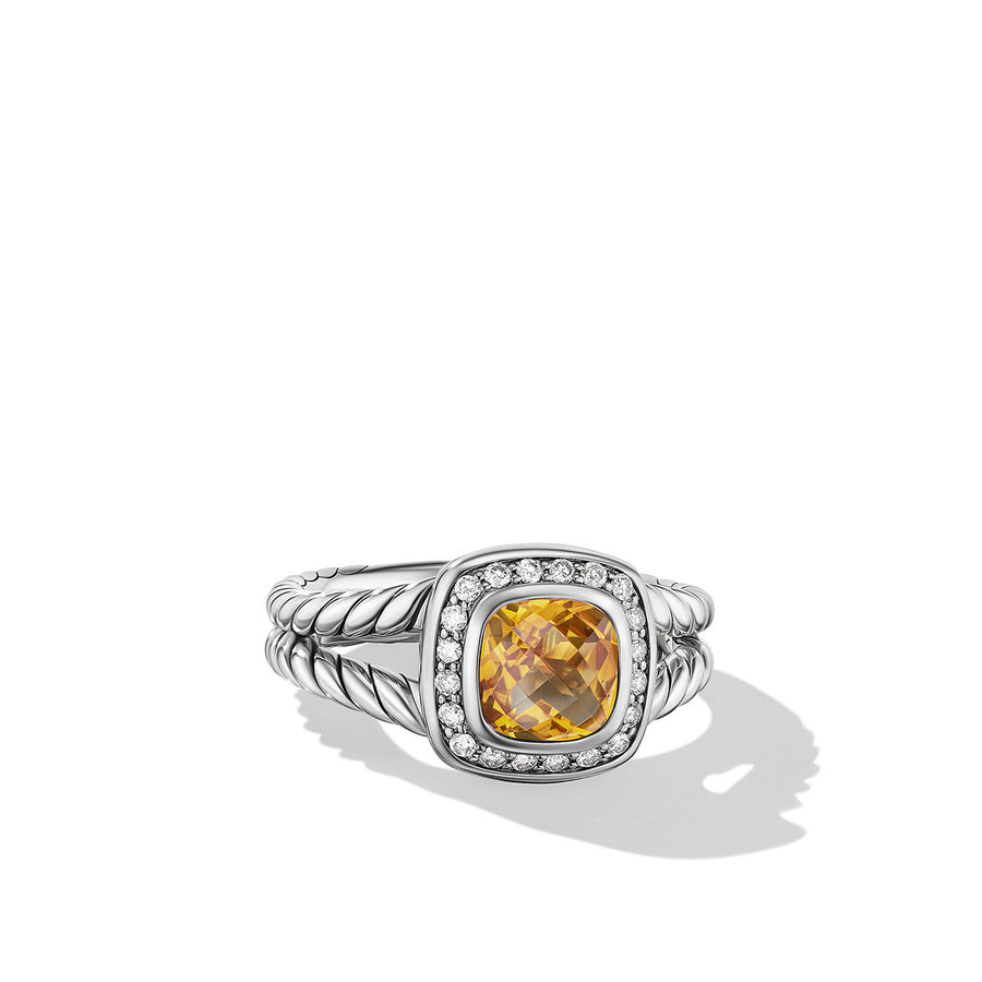 Petite Albion Ring with Citrine and Diamonds