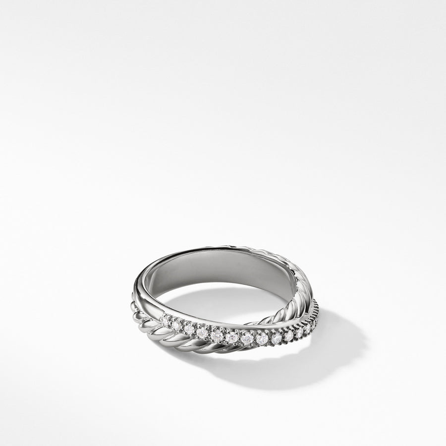 Crossover Ring with Diamonds