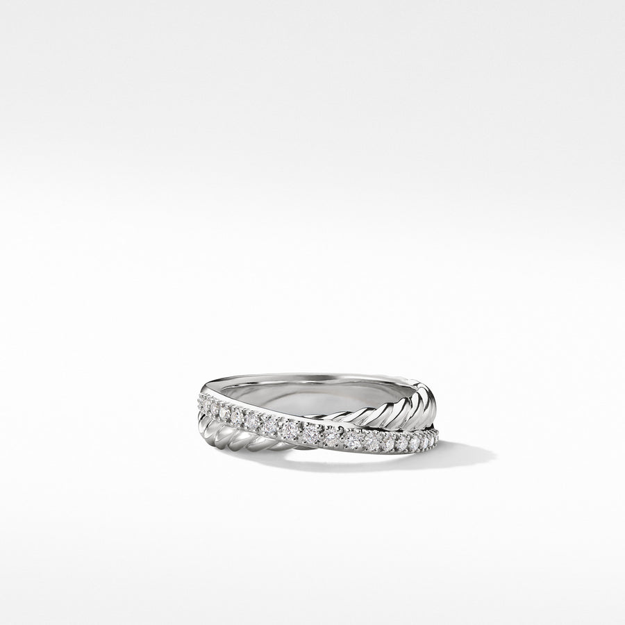 Crossover Ring with Diamonds