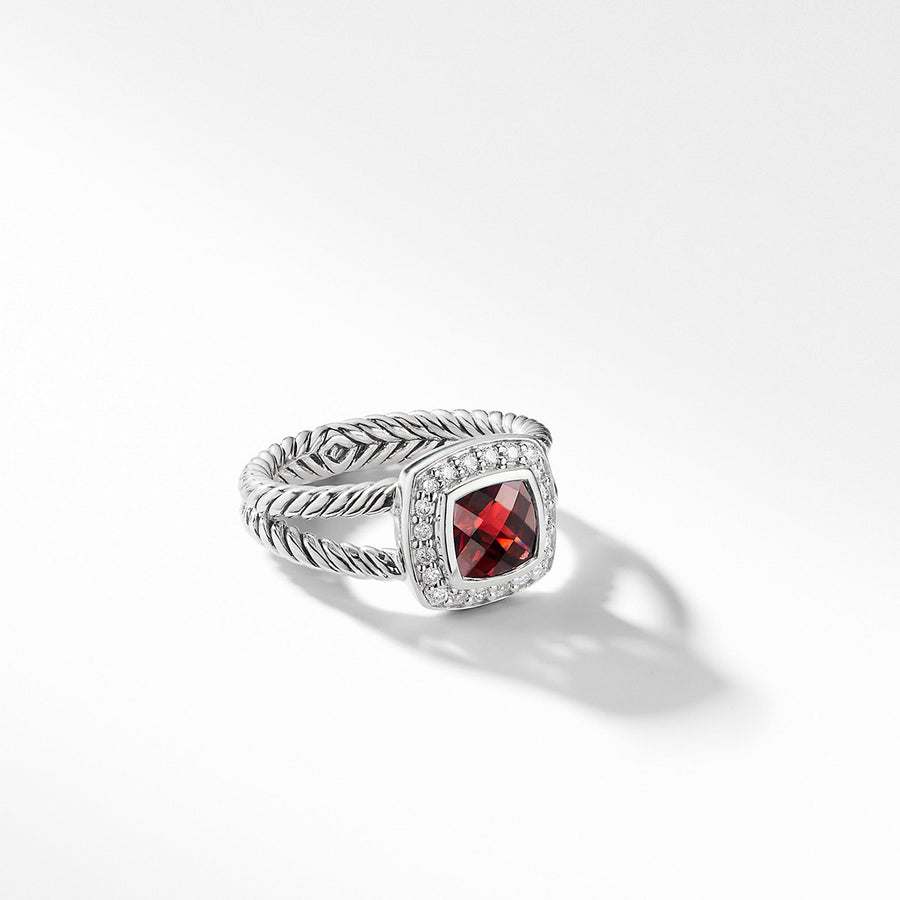 Petite Albion Ring with Pyrope Garnet and Diamonds