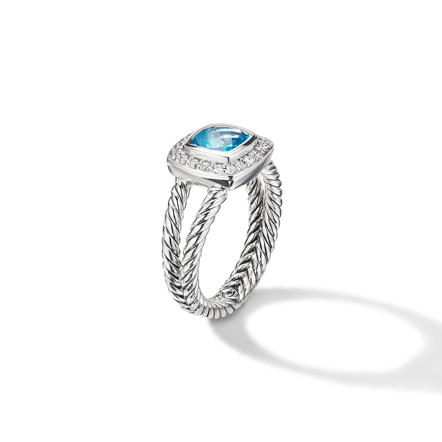 Petite Albion Ring with Blue Topaz and Diamonds