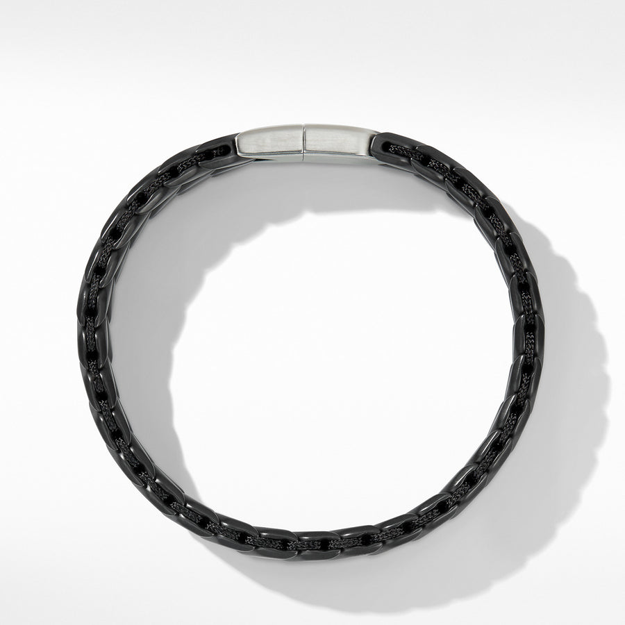 Chevron Wide Woven Bracelet in Black Titanium