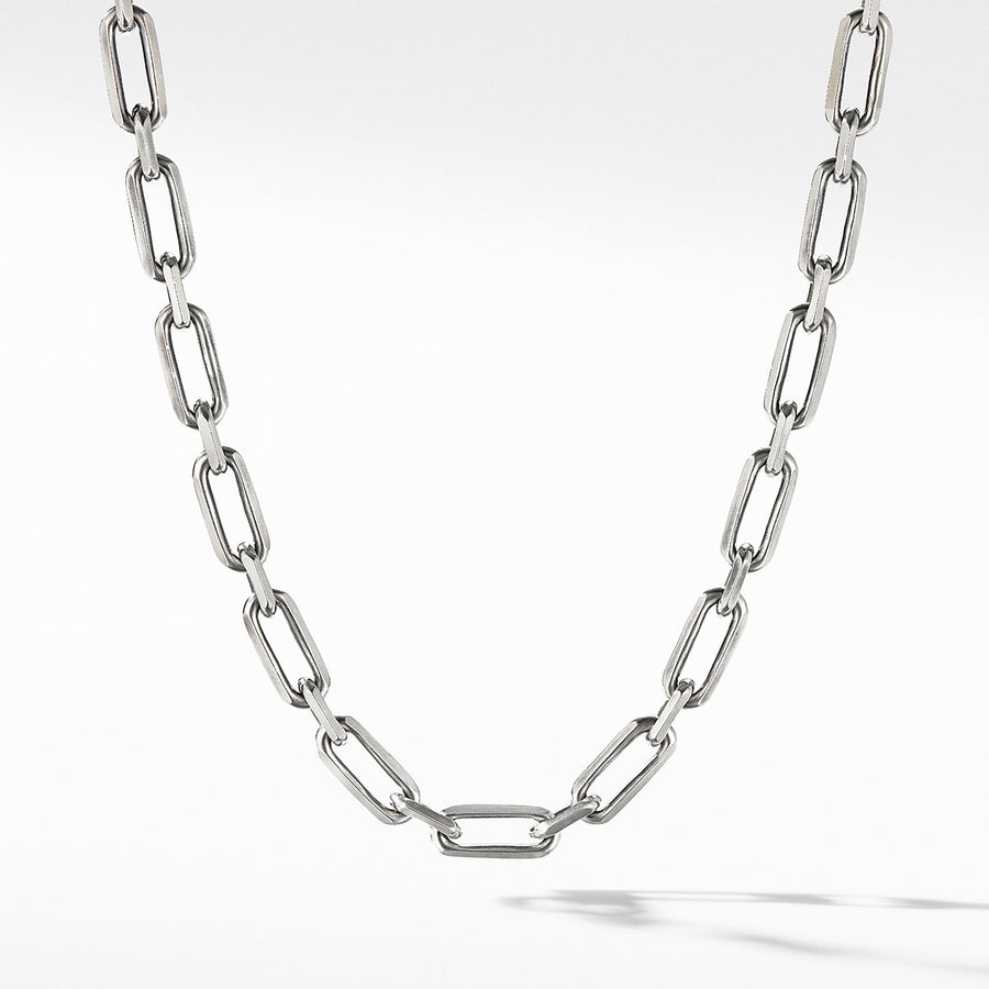 Elongated Open Chain Link Necklace in Sterling Silver
