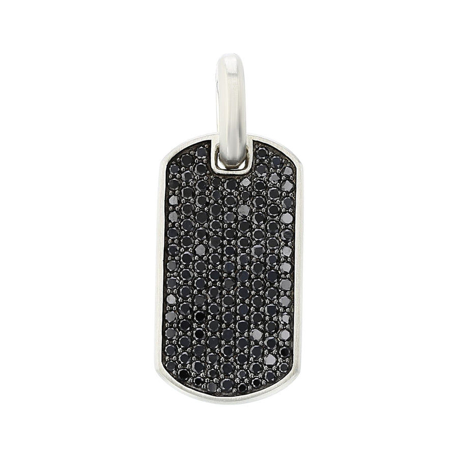 Streamline Tag in Sterling Silver with Pave Black Diamonds