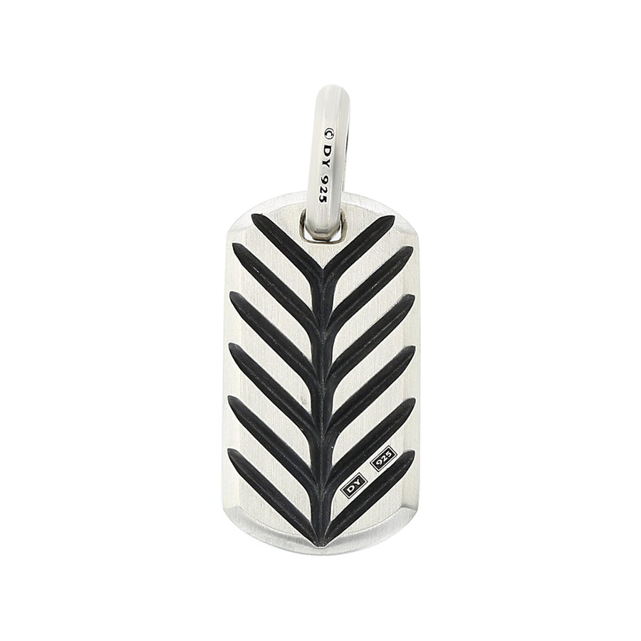 Streamline Tag in Sterling Silver with Pave Black Diamonds