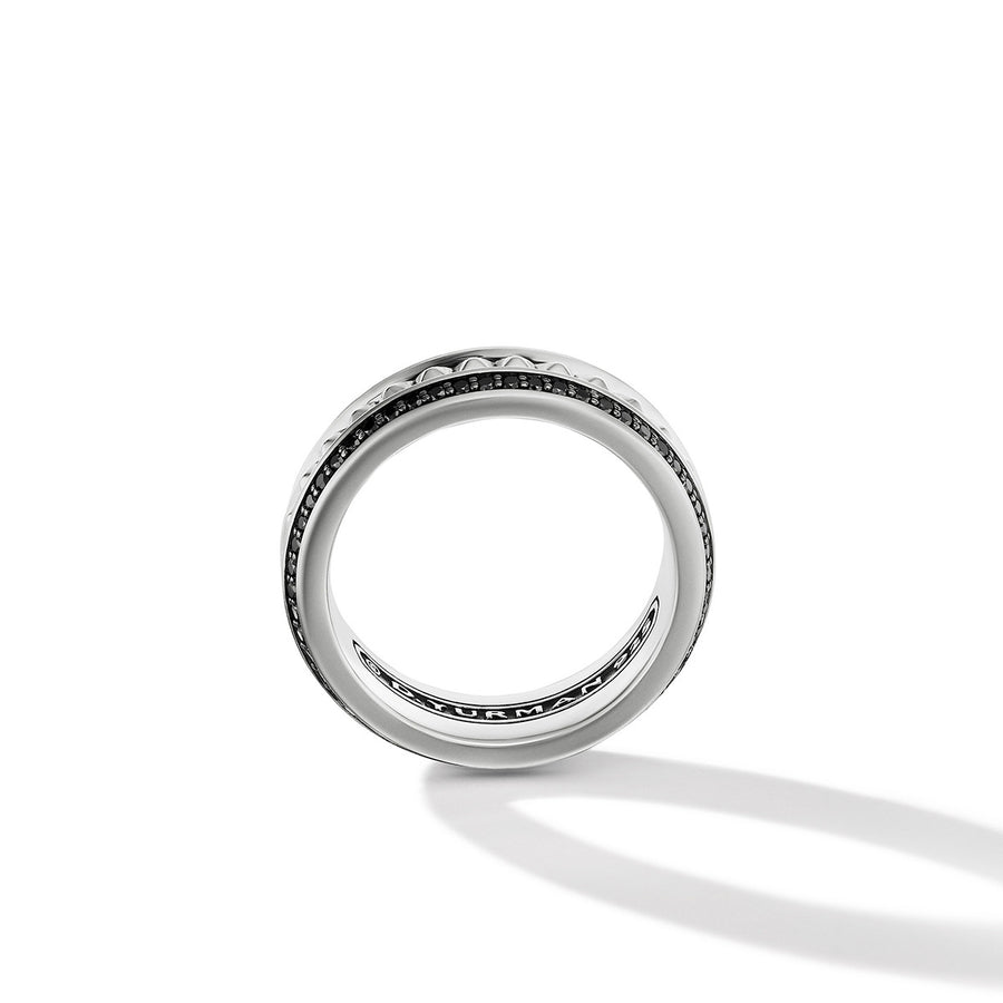 Pyramid Band Ring with Pave Black Diamonds