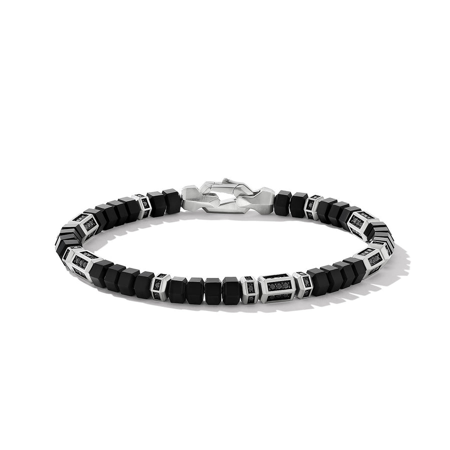 DY Hex Bead Bracelet with Black Onyx and Pave Black Diamonds