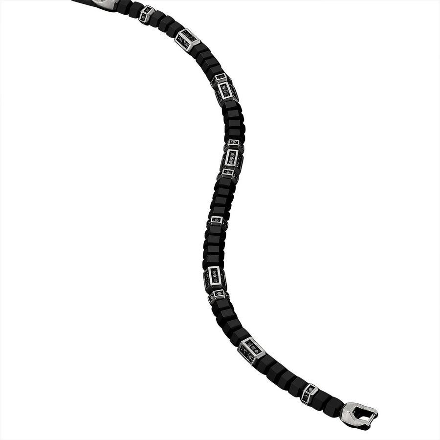 DY Hex Bead Bracelet with Black Onyx and Pave Black Diamonds