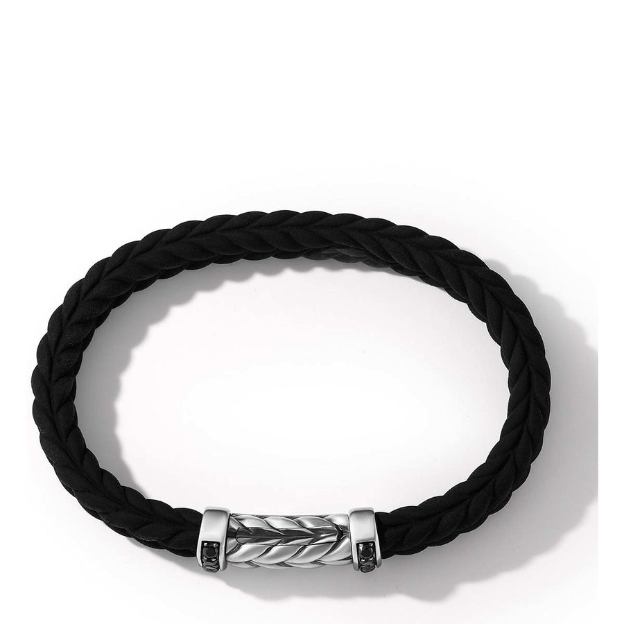 Chevron Black Rubber Bracelet with Pave Black Diamonds