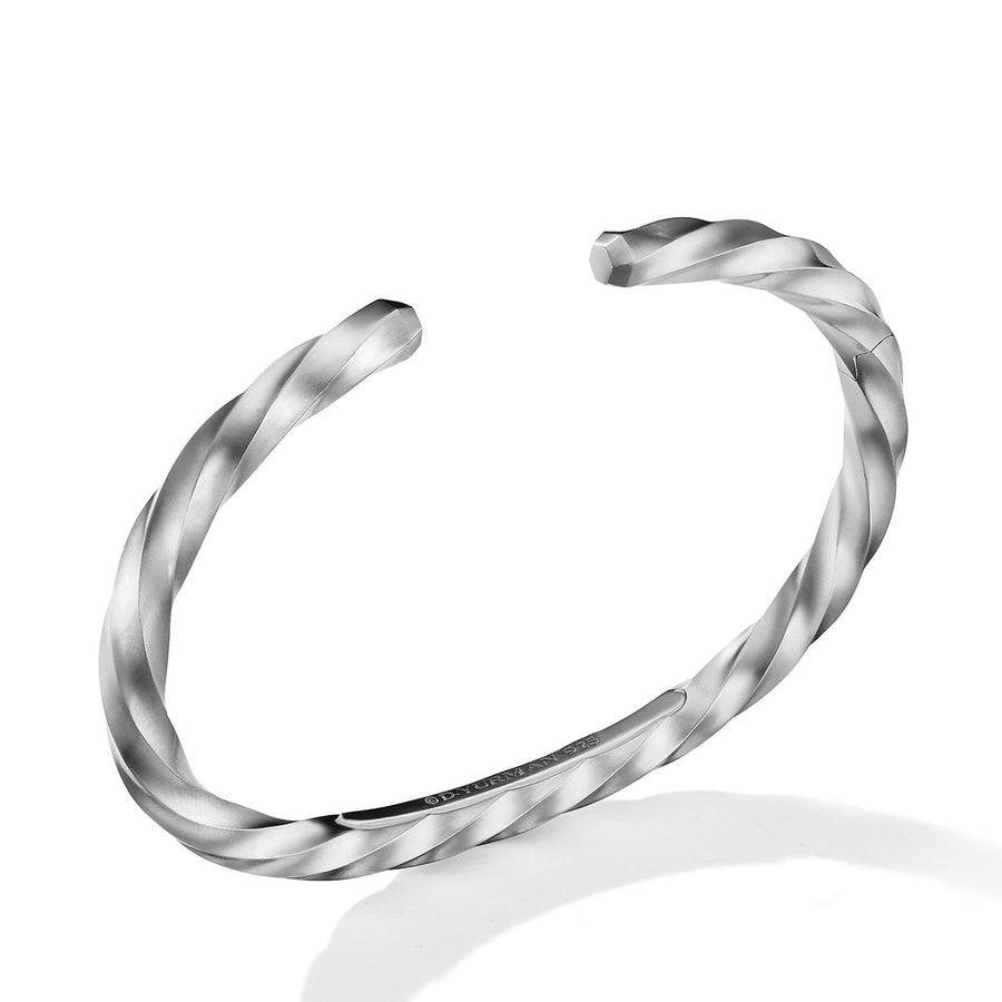 Cable Edge Cuff Bracelet in Recycled Sterling Silver