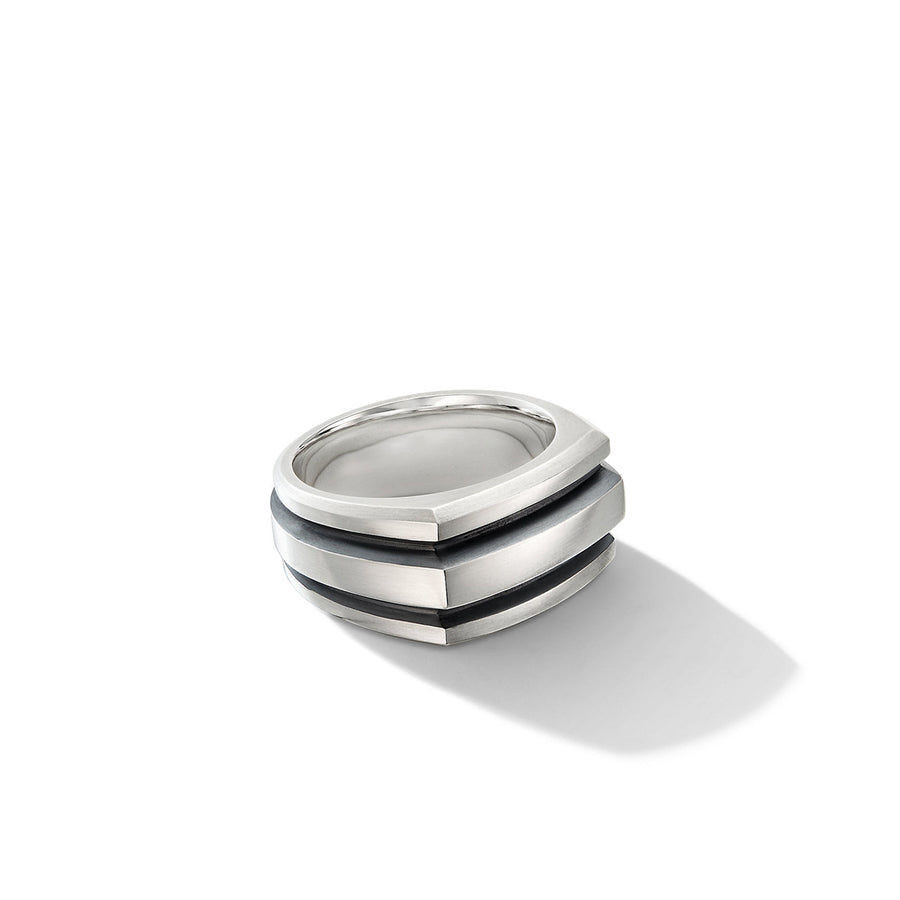 Deco Cigar Band Ring in Sterling Silver