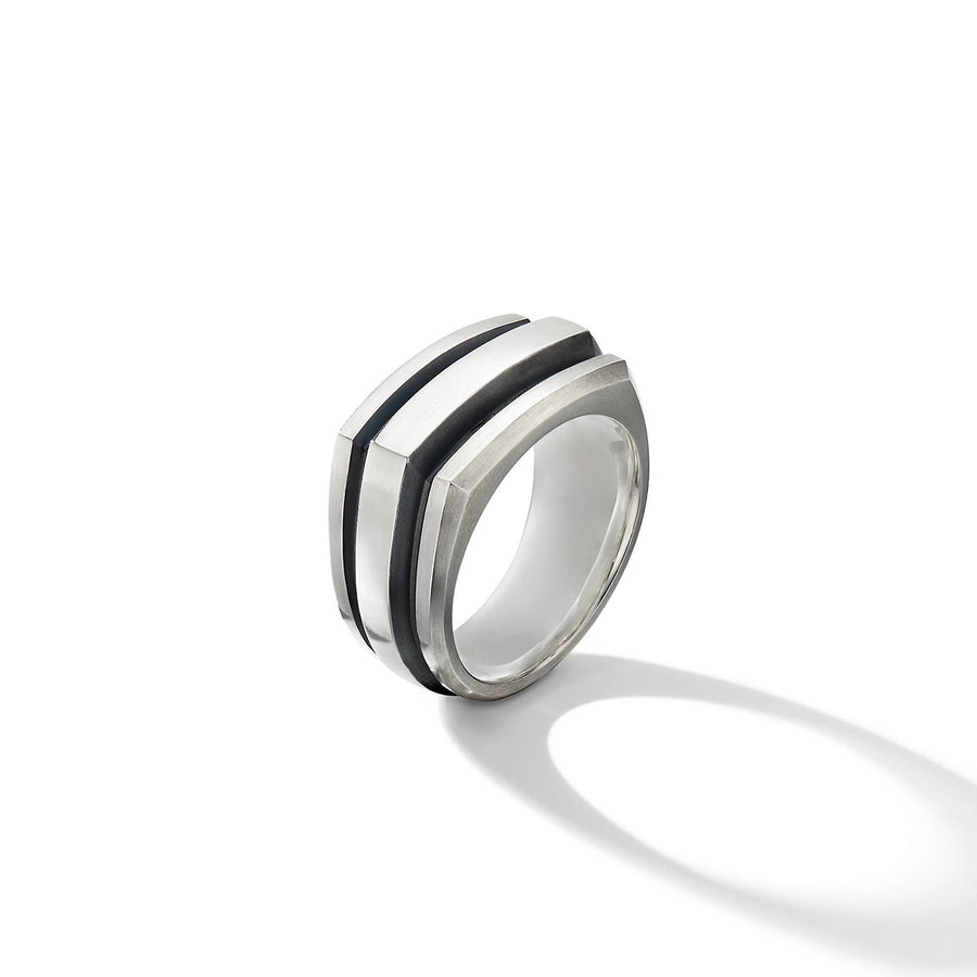 Deco Cigar Band Ring in Sterling Silver