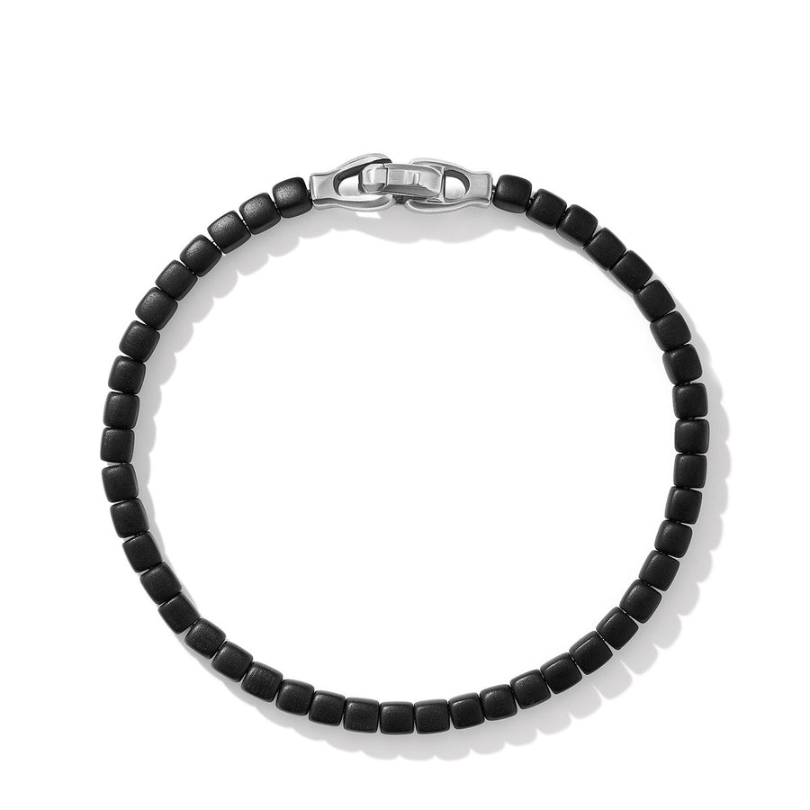 Spiritual Beads Cushion Bracelet in Sterling Silver with Black Onyx