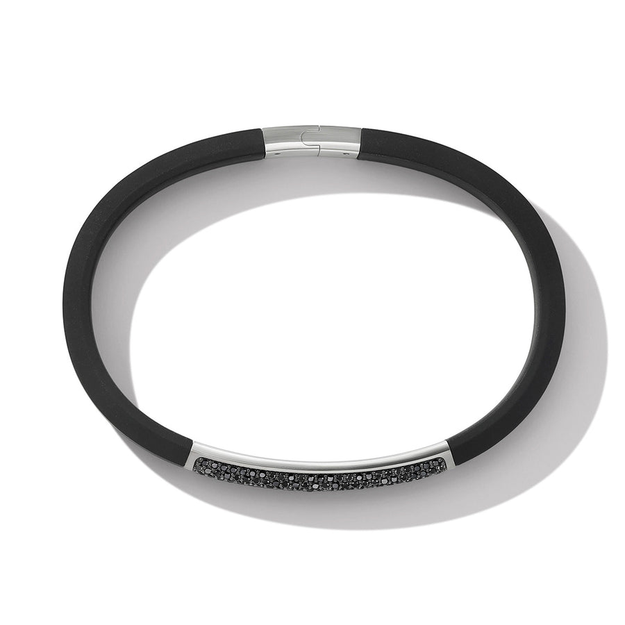 Streamline ID Black Rubber Bracelet with Pave Black Diamonds