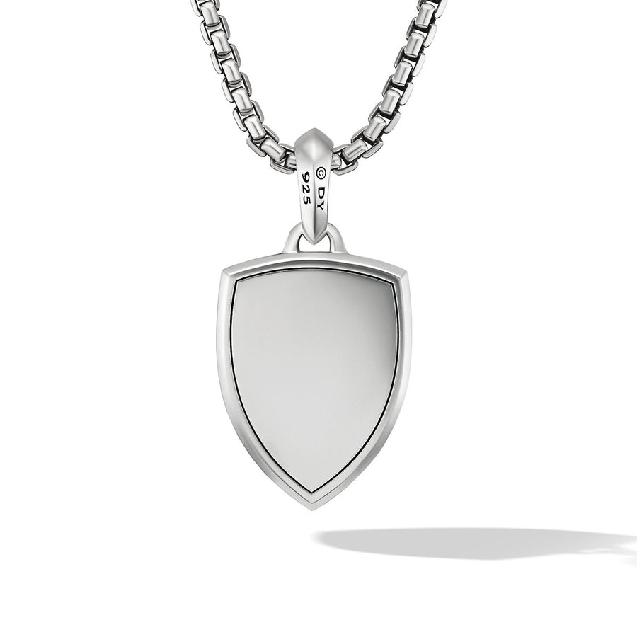 Shield Amulet in Sterling Silver with Black Onyx and Pave Black Diamonds