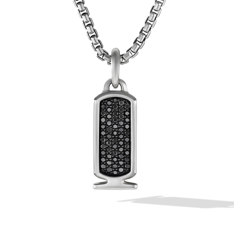 Cairo Cartouche Amulet in Sterling Silver with Pave Black Diamonds