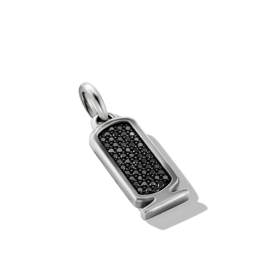 Cairo Cartouche Amulet in Sterling Silver with Pave Black Diamonds