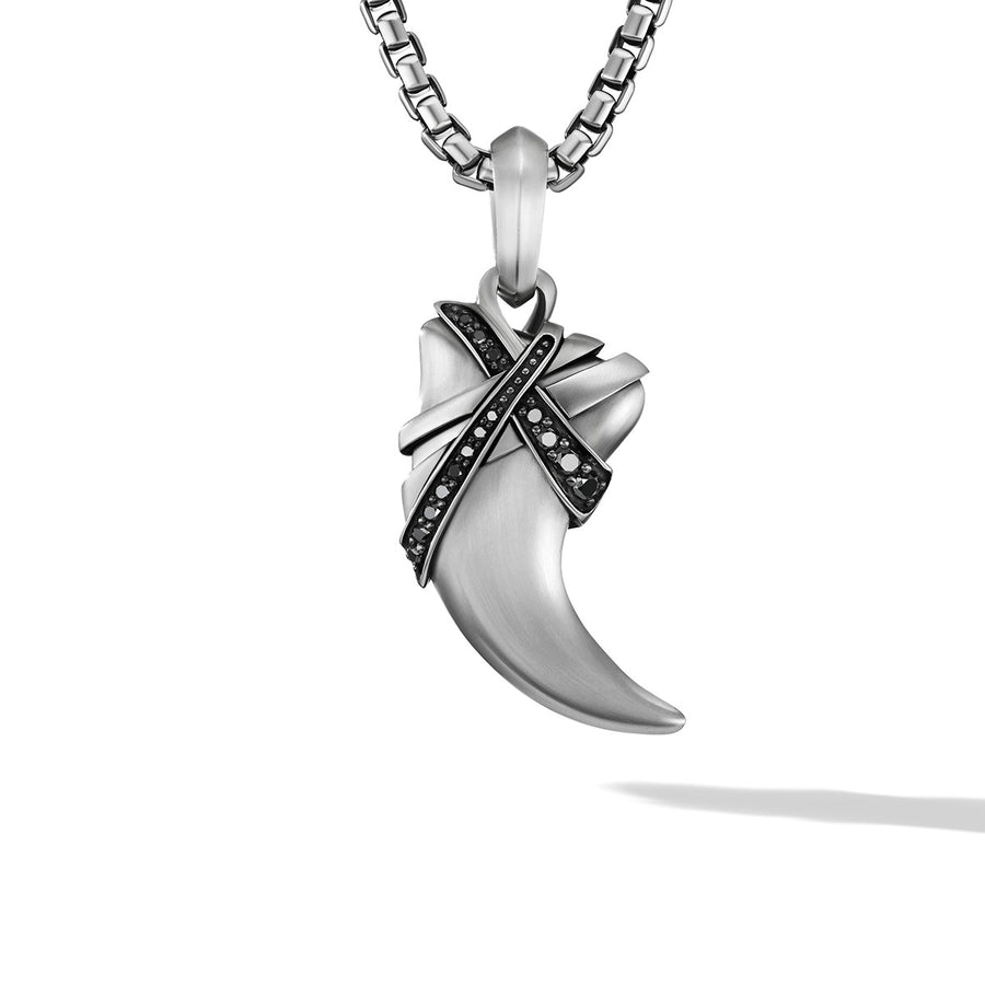 Cairo Wrap Claw Amulet in Sterling Silver with Pave Black Diamonds