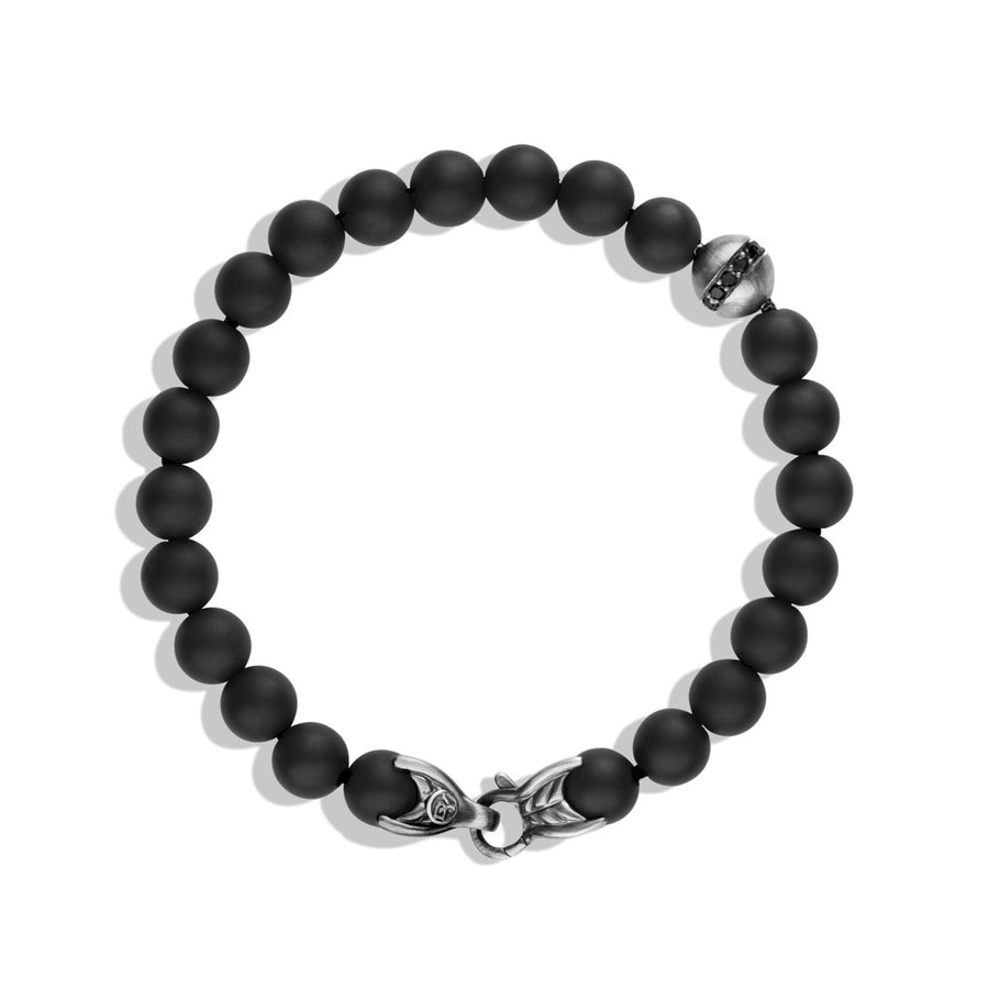 Spiritual Beads Bracelet with Black Onyx and Black Diamonds