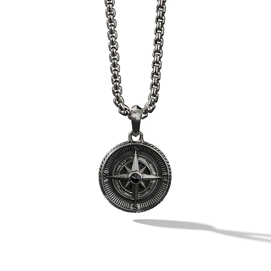 Maritime Compass Amulet with Black Diamond