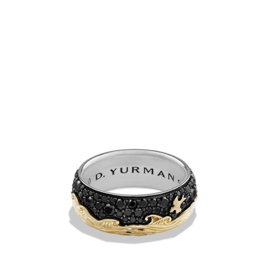 Band Ring with 18K Gold and Black Diamonds