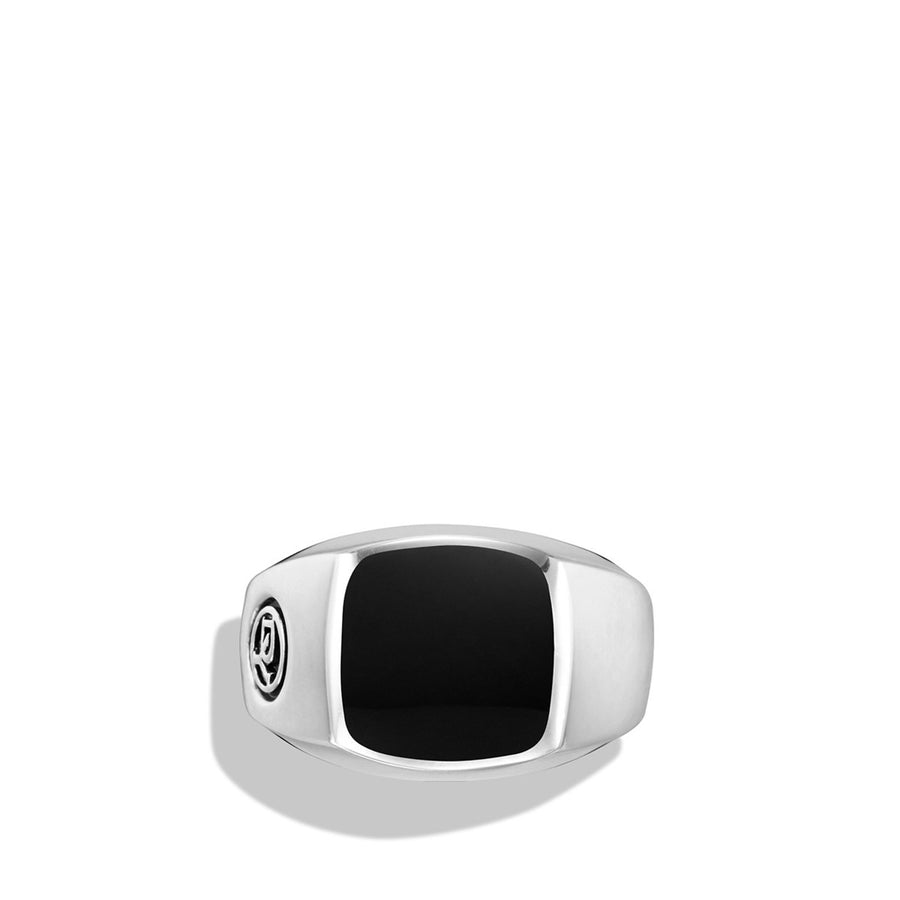 Exotic Stone Ring with Black Onyx in Silver, 12mm