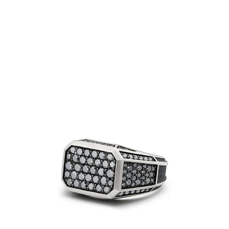 Streamline Pave Signet Ring with Black Diamonds