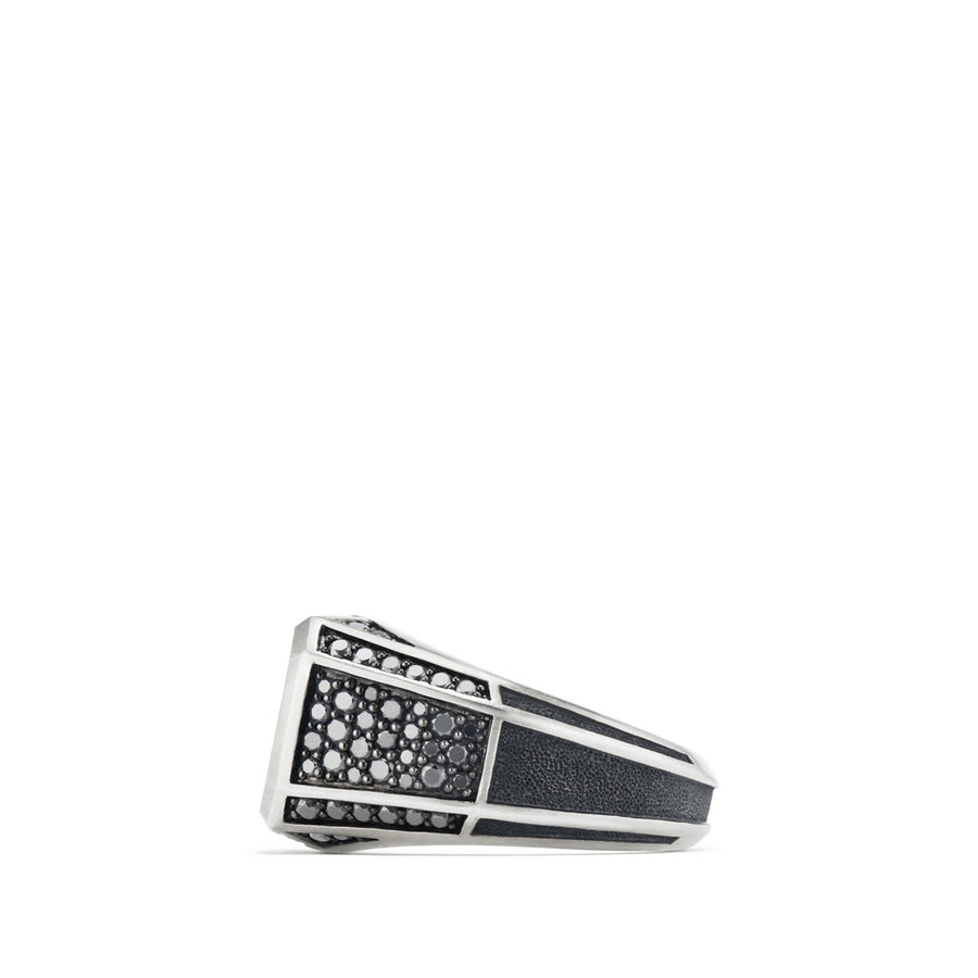 Streamline Pave Signet Ring with Black Diamonds