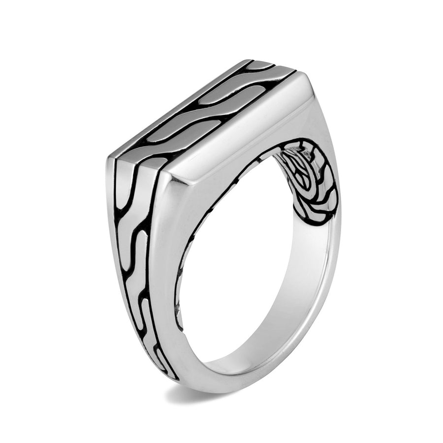 Asli Classic Chain Link Silver Signet Ring