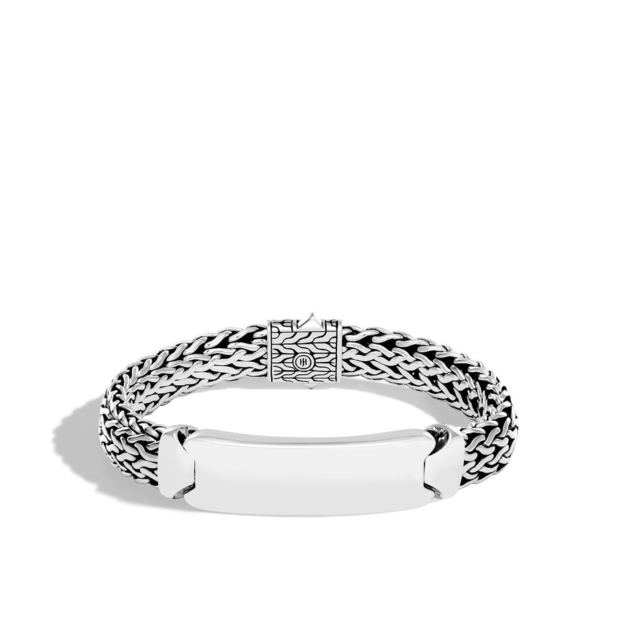 Classic Chain Silver ID Bracelet on Large Flat Chain