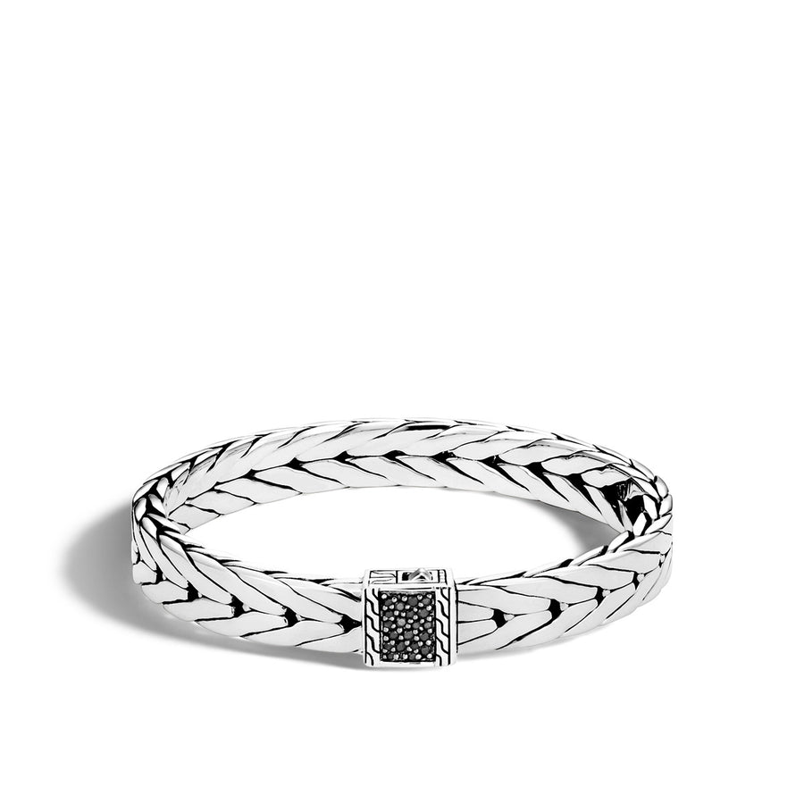 Modern Chain Silver Medium Bracelet with Treated Black Sapphire