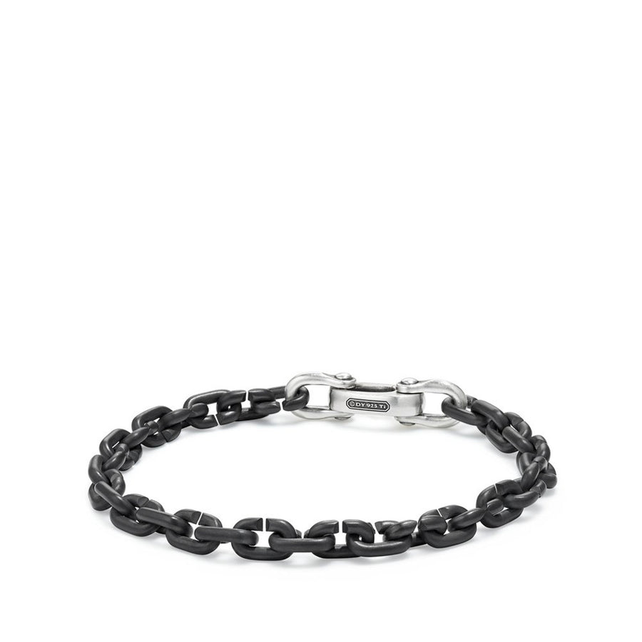 Chain Link Narrow Bracelet with Black Titanium