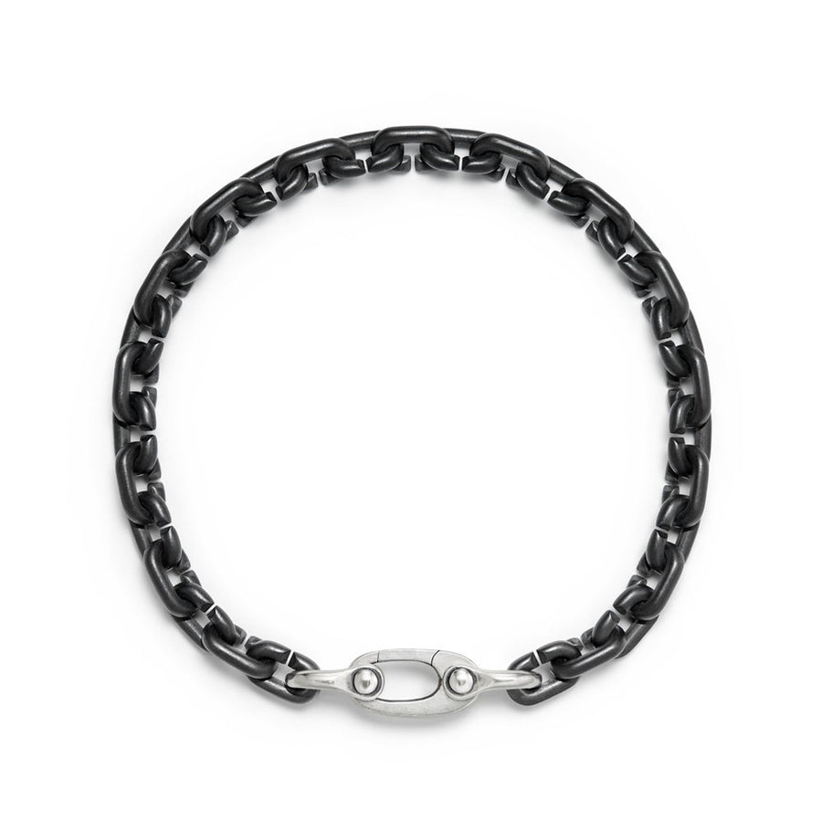Chain Link Narrow Bracelet with Black Titanium