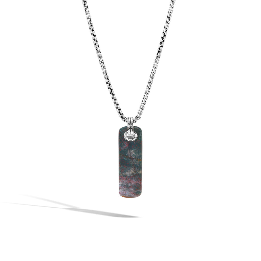 Classic Chain Silver Pendant Necklace with Dragon Blood Jasper
