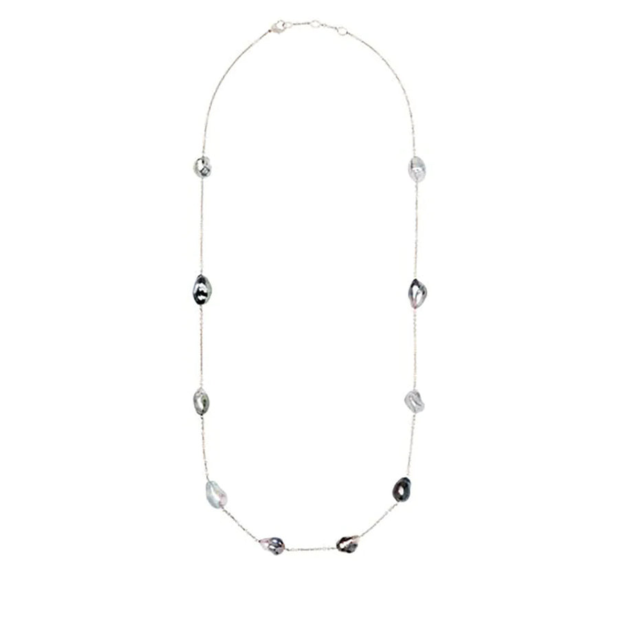 Baroque Pearl Necklace in 18K White Gold
