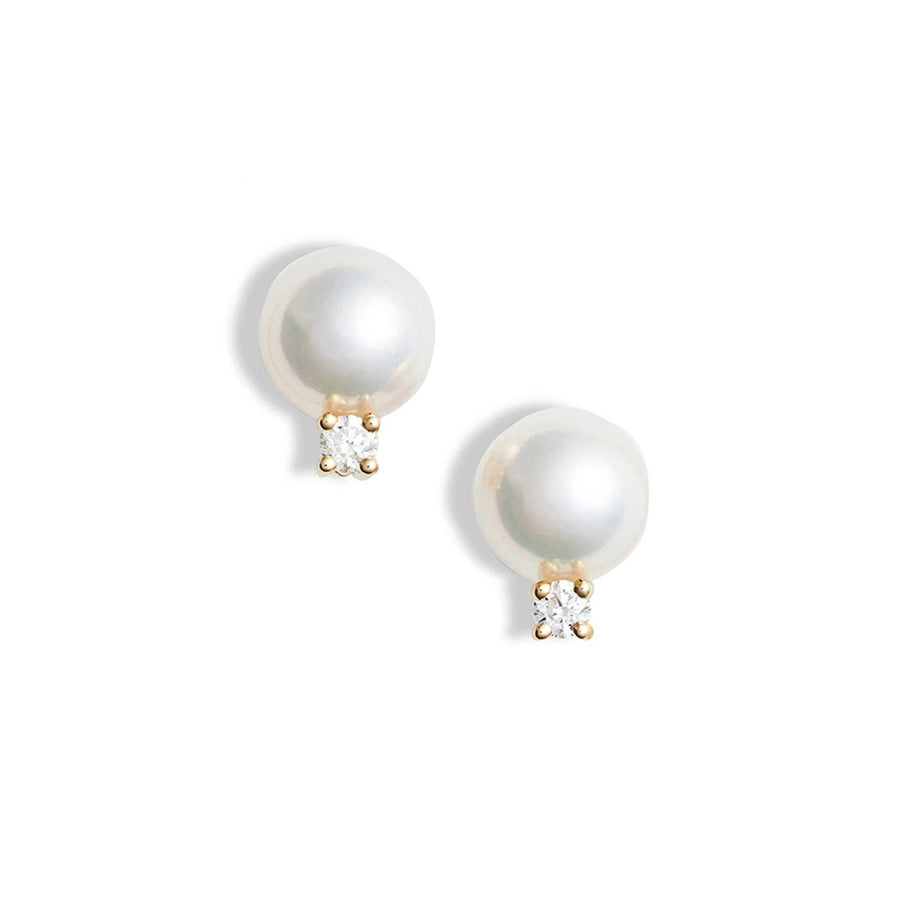 Akoya Pearl Diamond Stud Earrings