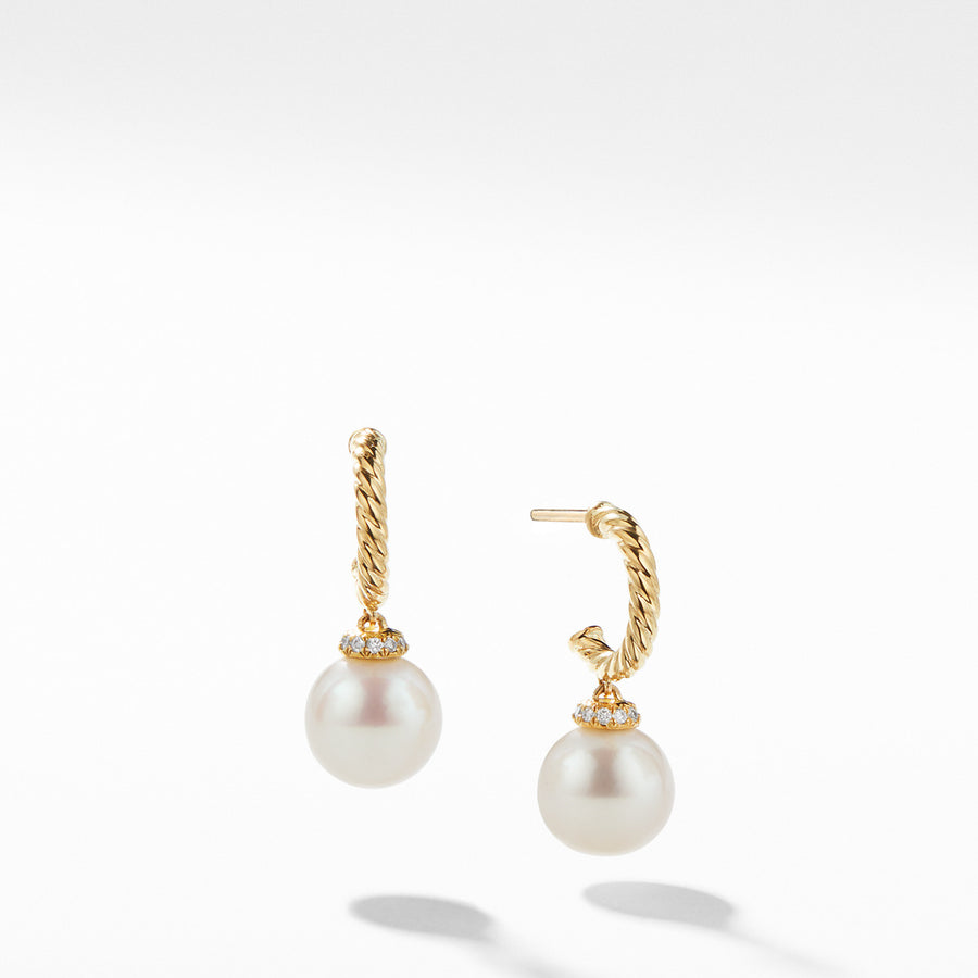 Solari Hoop Earrings with Diamonds and Pearls in 18K Gold