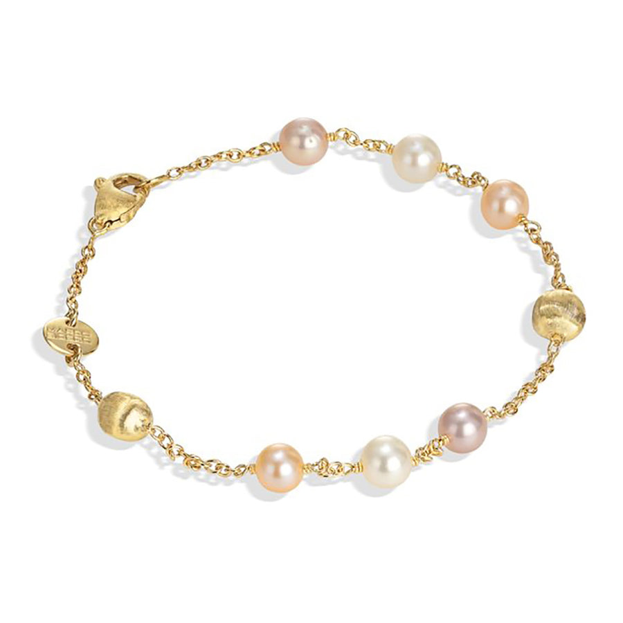 18K Yellow Gold and Pearl Single Strand Bracelet