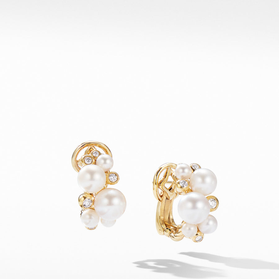 Pearl Cluster Earring in 18K Yellow Gold with Diamonds