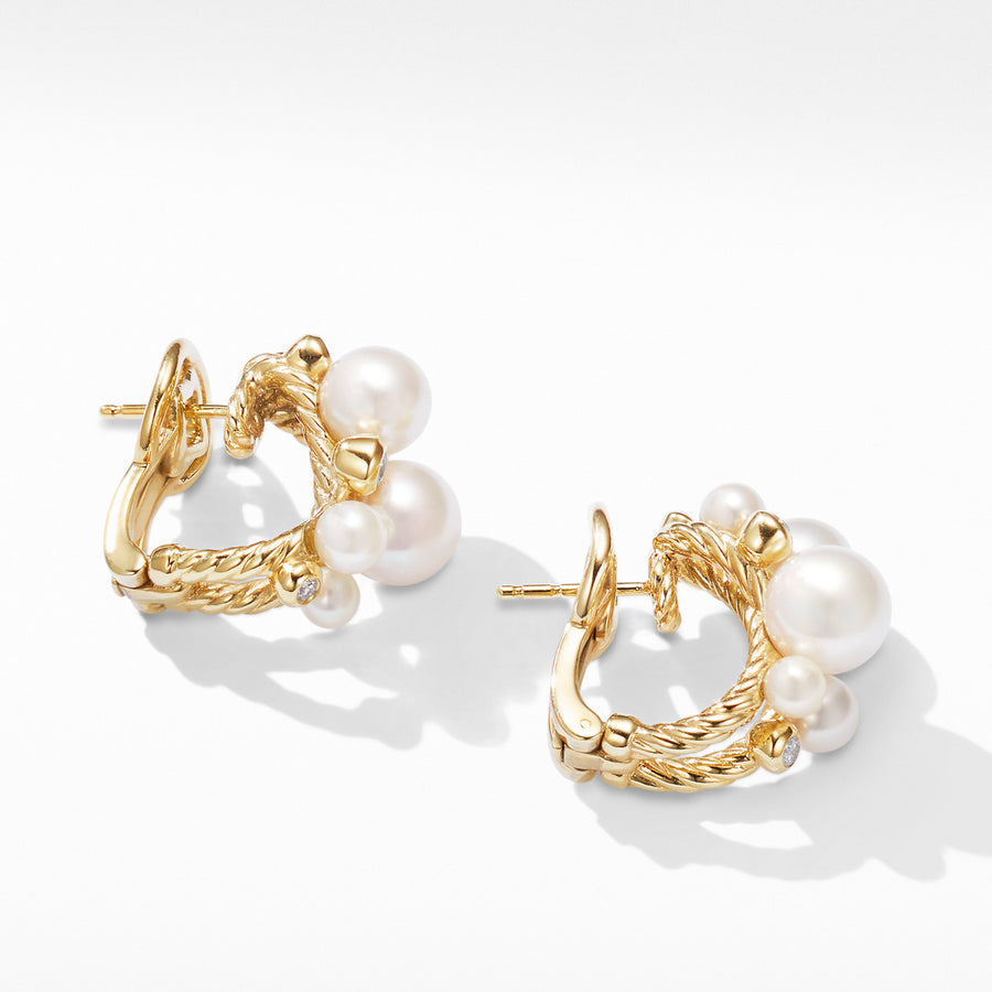 Pearl Cluster Earring in 18K Yellow Gold with Diamonds