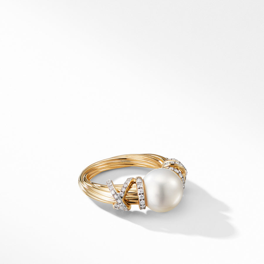 Helena Pearl Ring in 18K Yellow Gold with Diamonds