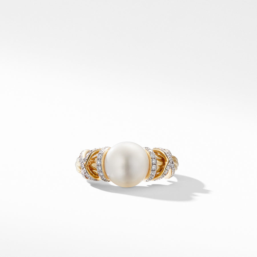 Helena Pearl Ring in 18K Yellow Gold with Diamonds