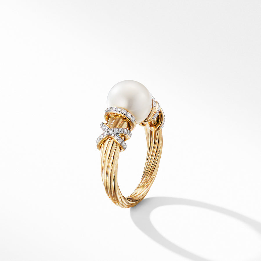 Helena Pearl Ring in 18K Yellow Gold with Diamonds